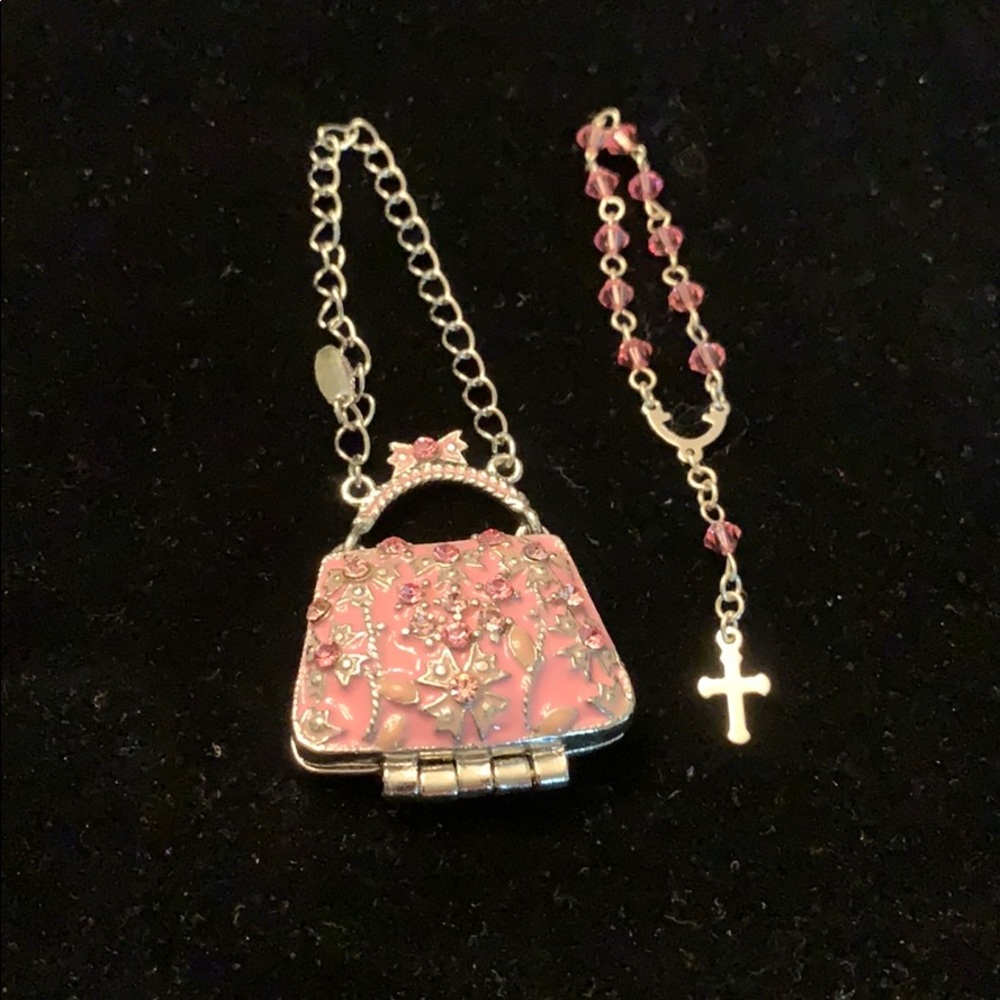 Mini purse rosary with mini purse holder